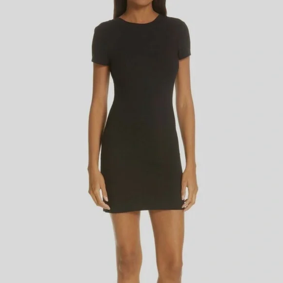 AlexanderWang.t Women's Black Snap Back Short Sleeve Body-Con Mini Dress - Picture 3 of 7